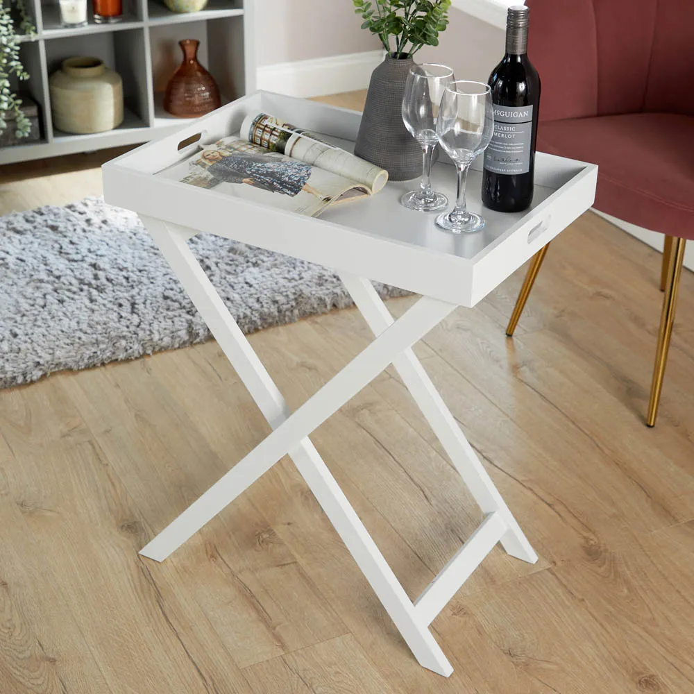 Alpine Portable Butlers Tray Table - White