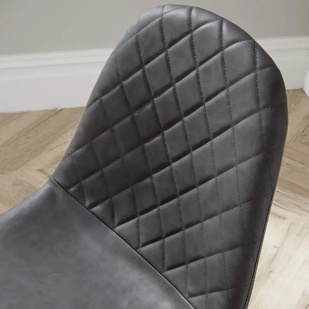 Anastasia Set of 2 Diamond Pattern Dining Chairs - Grey