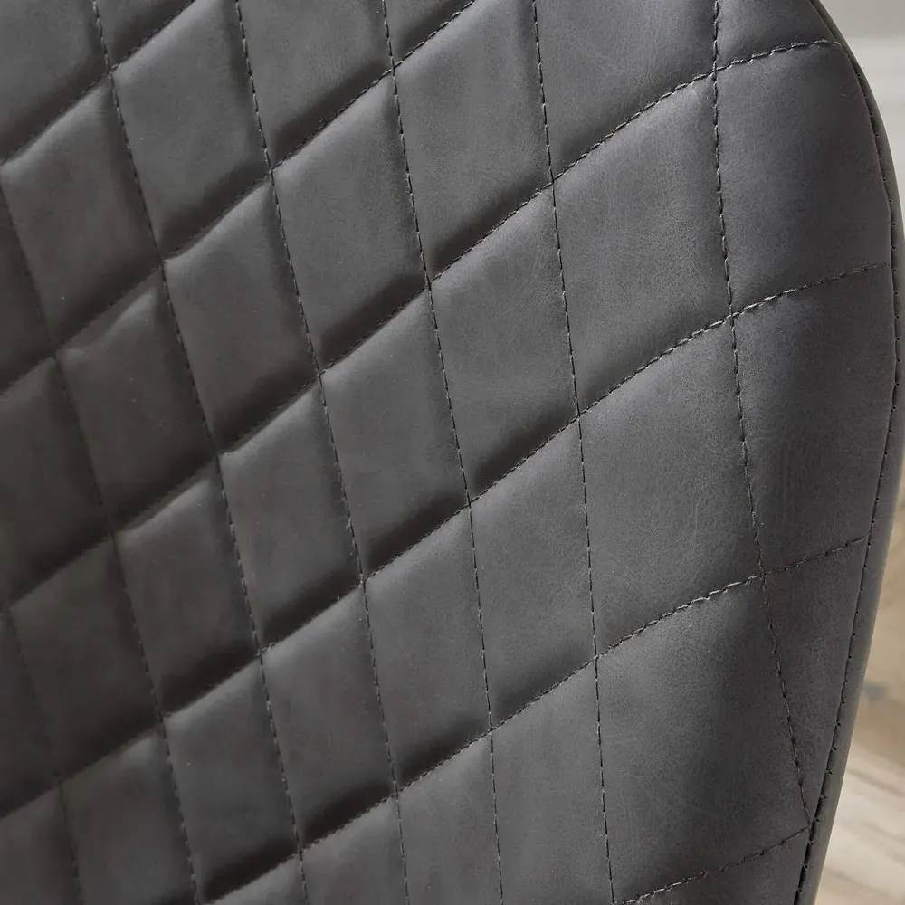 Anastasia Set of 2 Diamond Pattern Dining Chairs - Grey