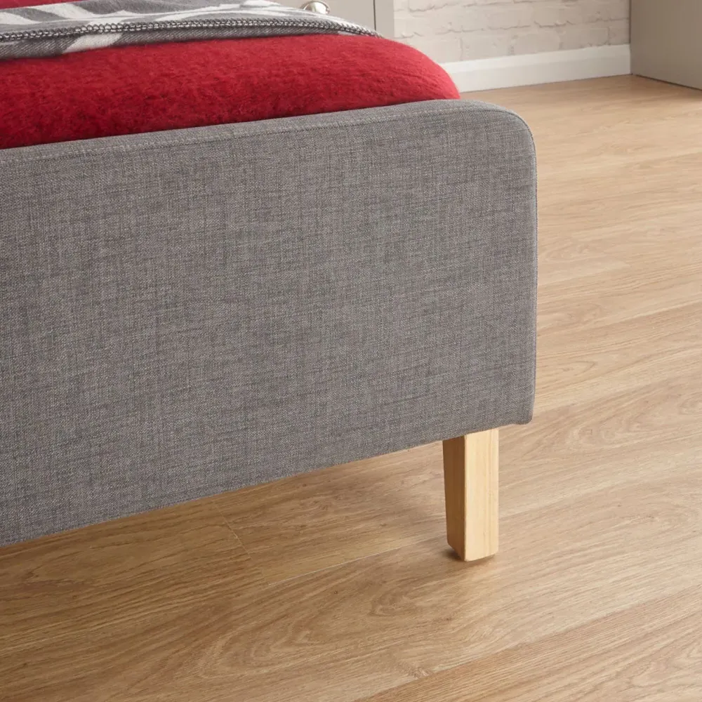 Ashbourne Double Bed Frame with Buttoned Headboard - Grey, Hopsack