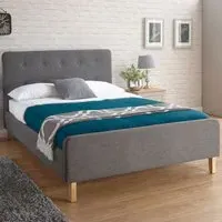 Ashbourne King Size Bed Frame - Grey, Hopsack Fabric