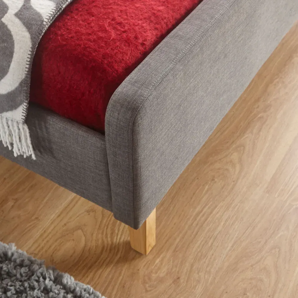 Ashbourne Small Double Bed Frame - Grey, Hopsack Fabric