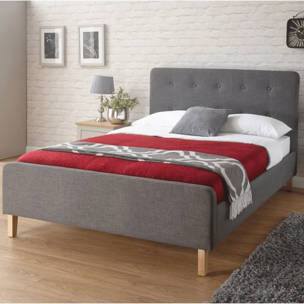 Ashbourne Small Double Bed Frame - Grey, Hopsack Fabric image