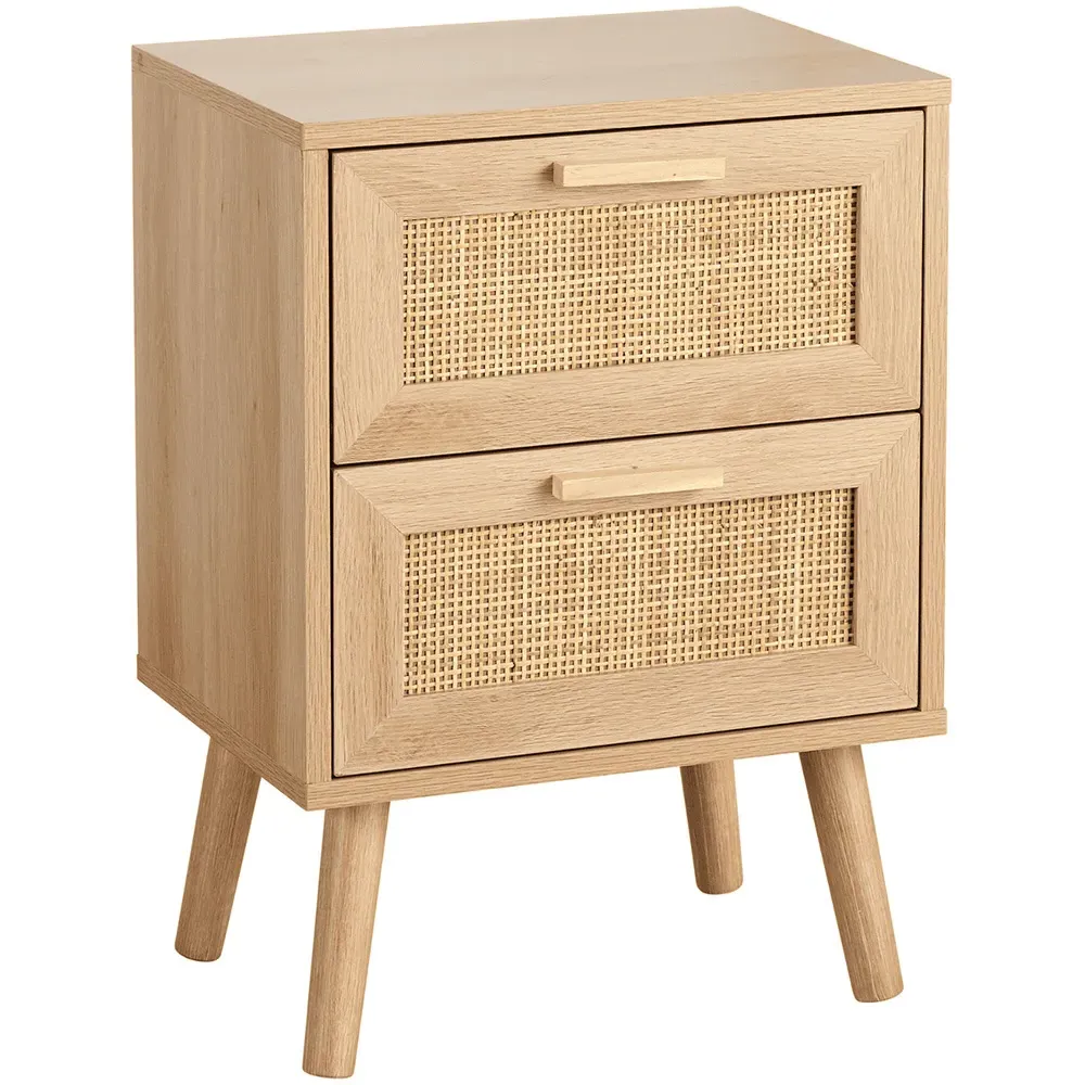 Astbury 2 Drawer Bedside Table - Brown, Rattan