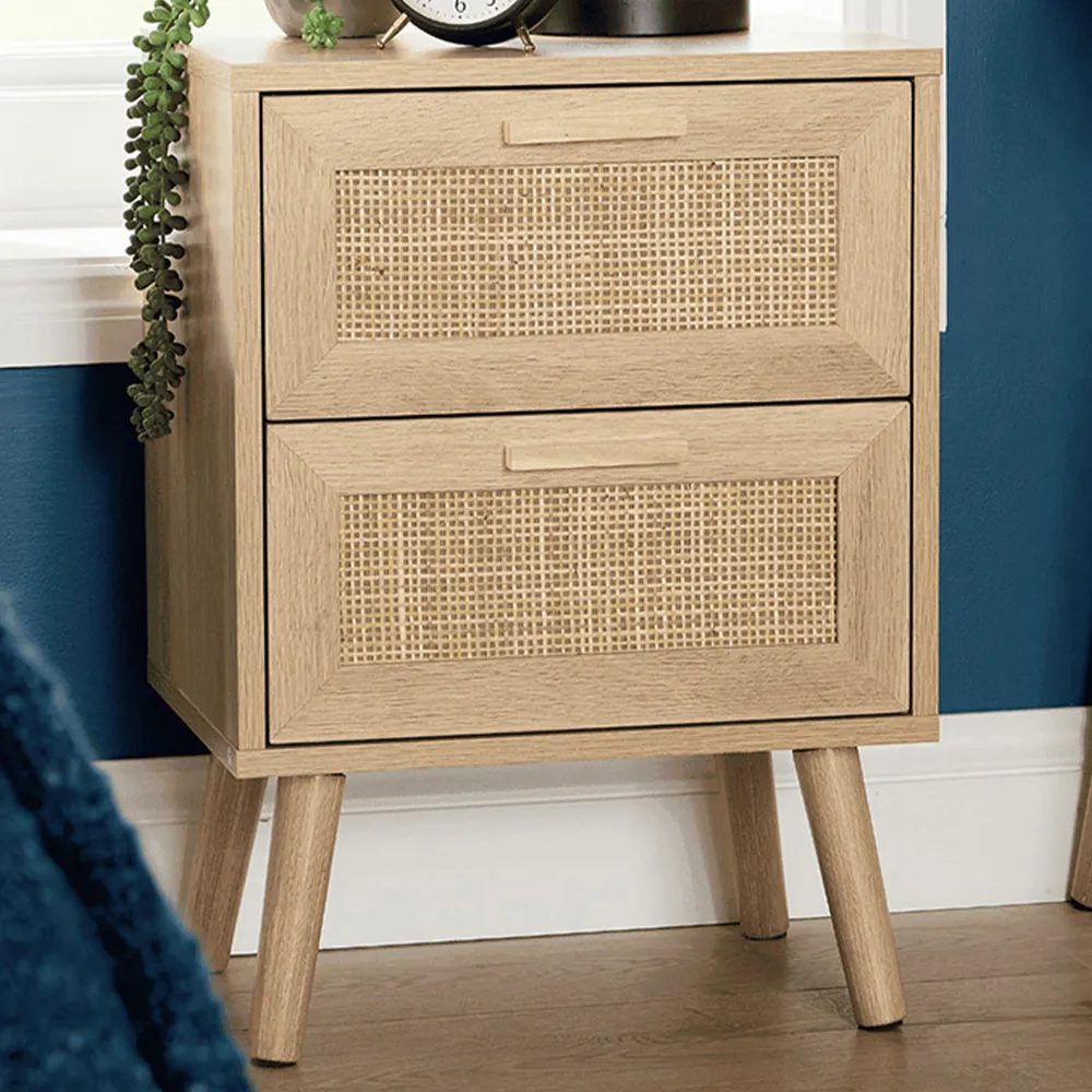 Astbury 2 Drawer Bedside Table - Brown, Rattan image
