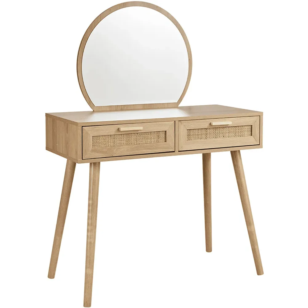 Astbury 2 Drawer Dressing Table with Mirror - Brown, Rattan