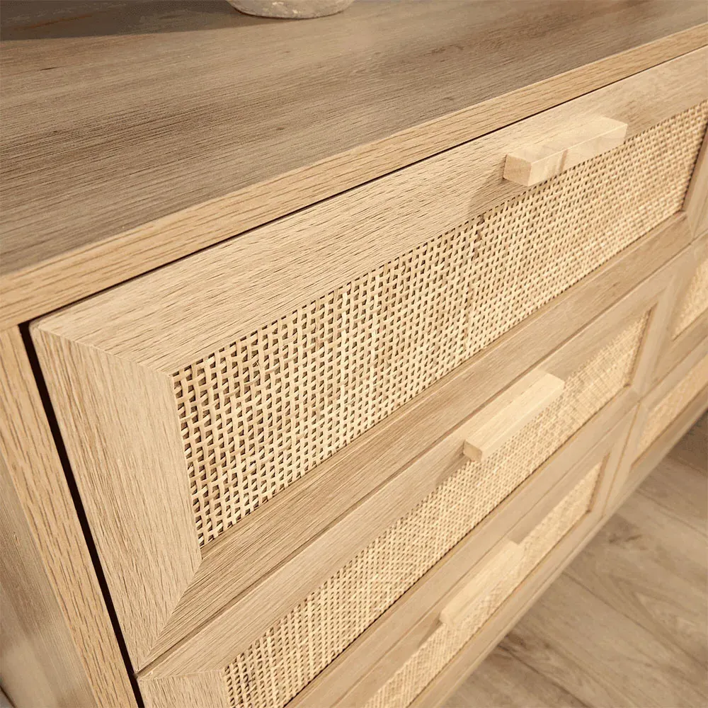 Astbury 6 Drawer Wide Chest of Drawers - Brown, Rattan