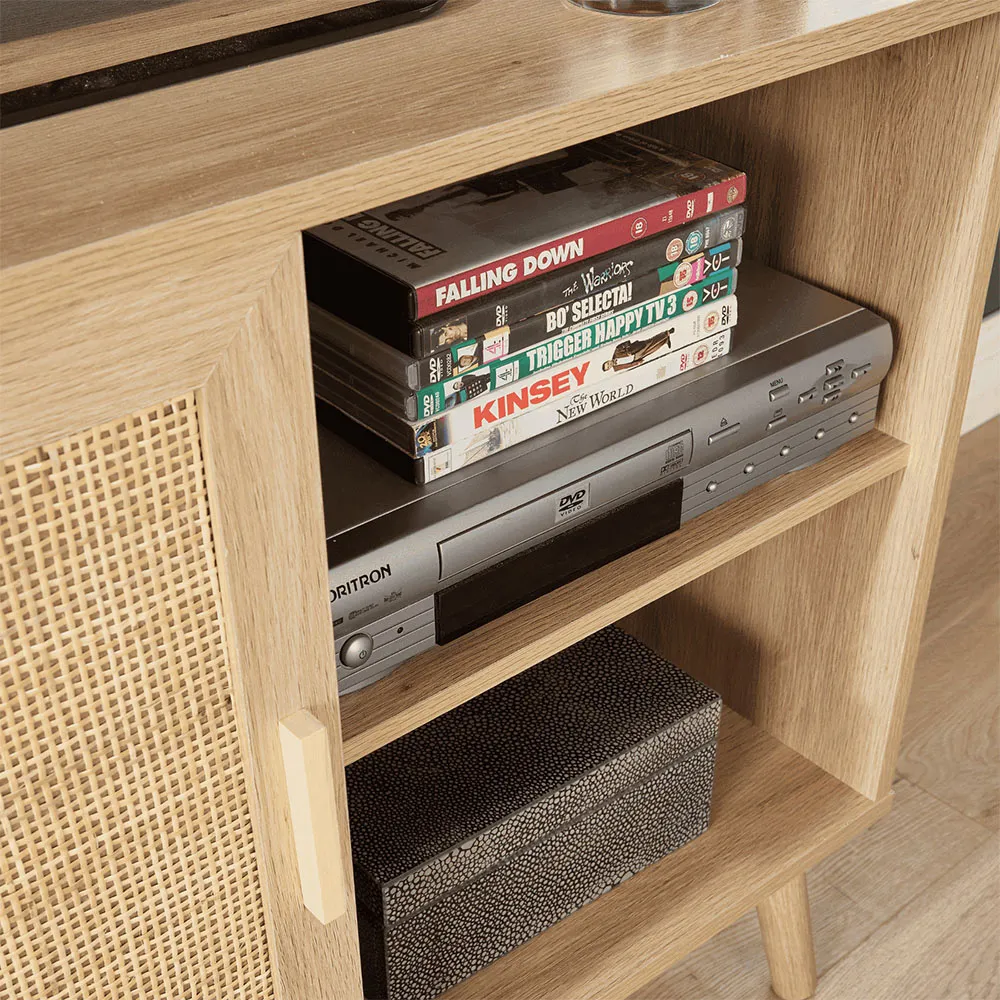 Astbury Single Door 2 Shelf Sideboard - Brown, Rattan