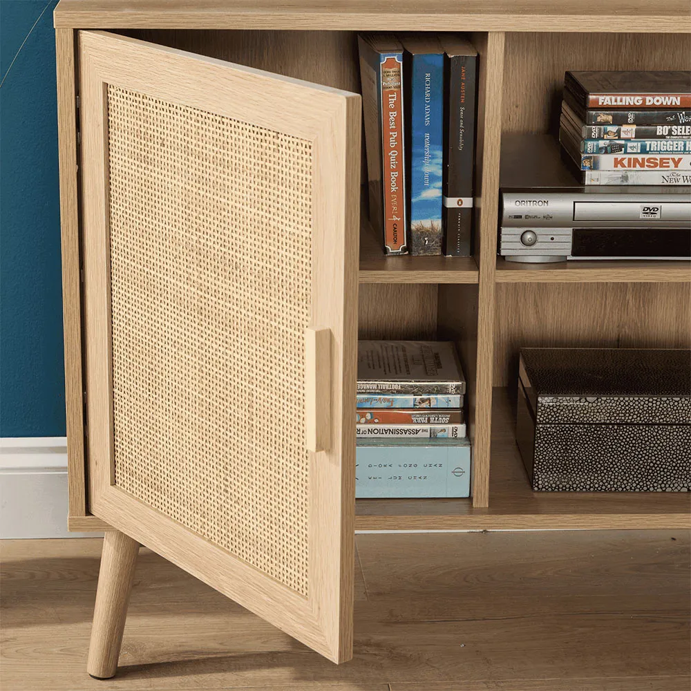 Astbury Single Door 2 Shelf Sideboard - Brown, Rattan