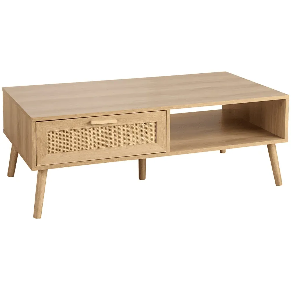 Astbury Single Drawer Coffee Table - Brown, Rattan