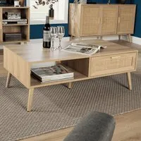 Astbury Single Drawer Coffee Table - Brown, Rattan