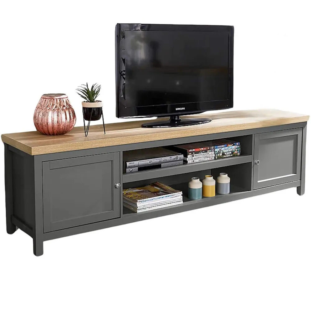 Avon 2 Door Large TV Unit - Graphite Grey, Oak