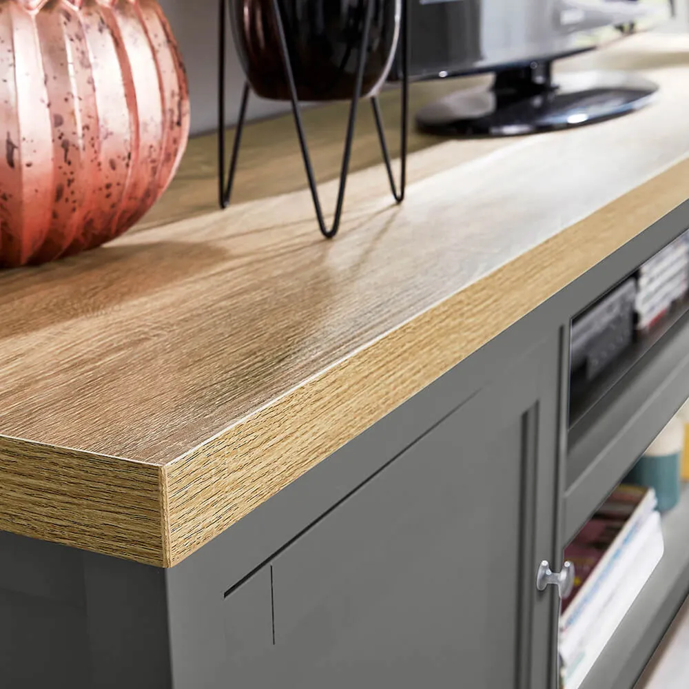 Avon 2 Door Large TV Unit - Graphite Grey, Oak