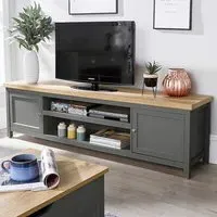Avon 2 Door Large TV Unit - Graphite Grey, Oak