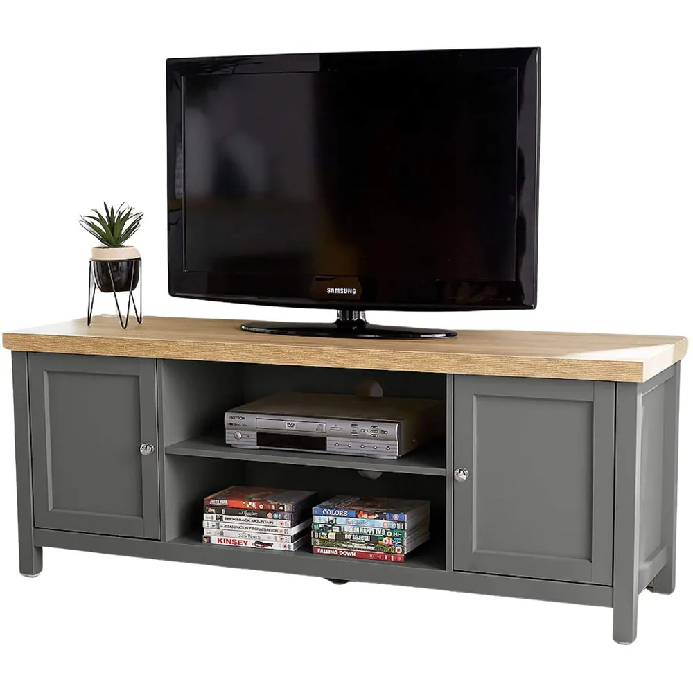Avon 2 Door Large TV Unit - Grey, Oak