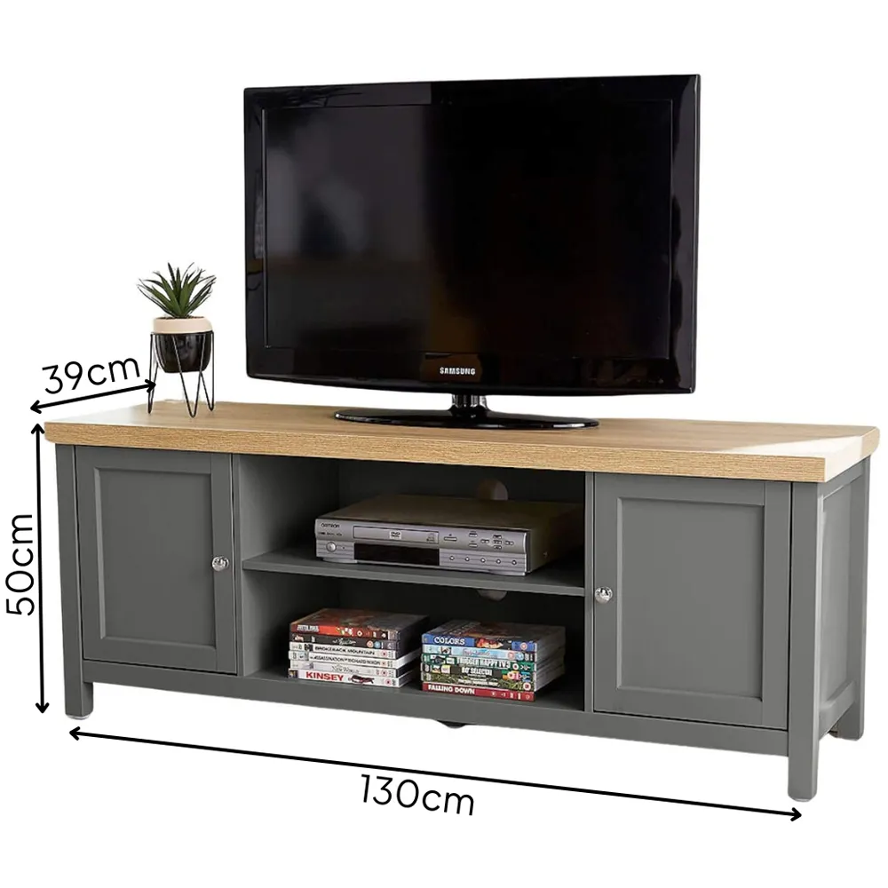 Avon 2 Door Large TV Unit - Grey, Oak