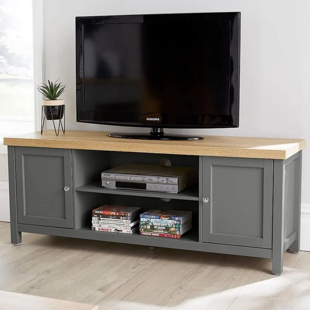 Avon 2 Door Large TV Unit - Grey, Oak
