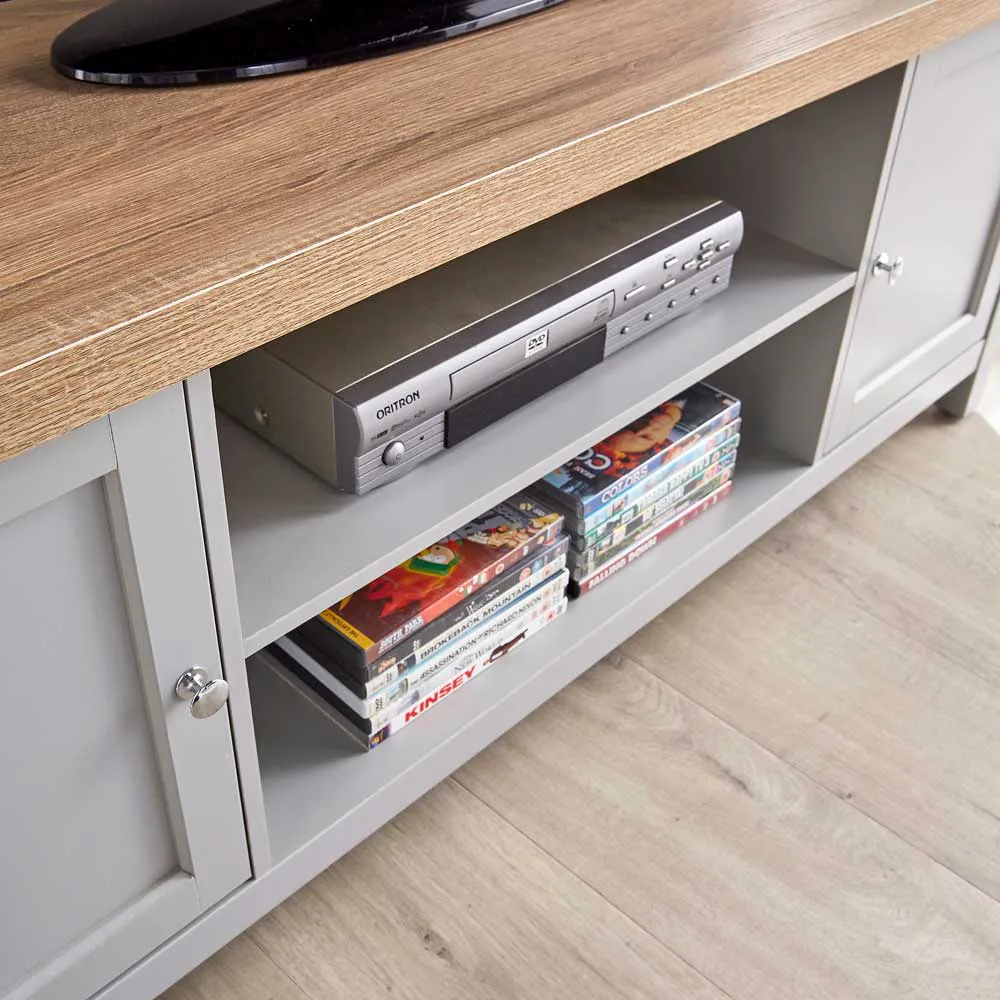 Avon 2 Door TV Stand with Cable Management - Grey, Oak