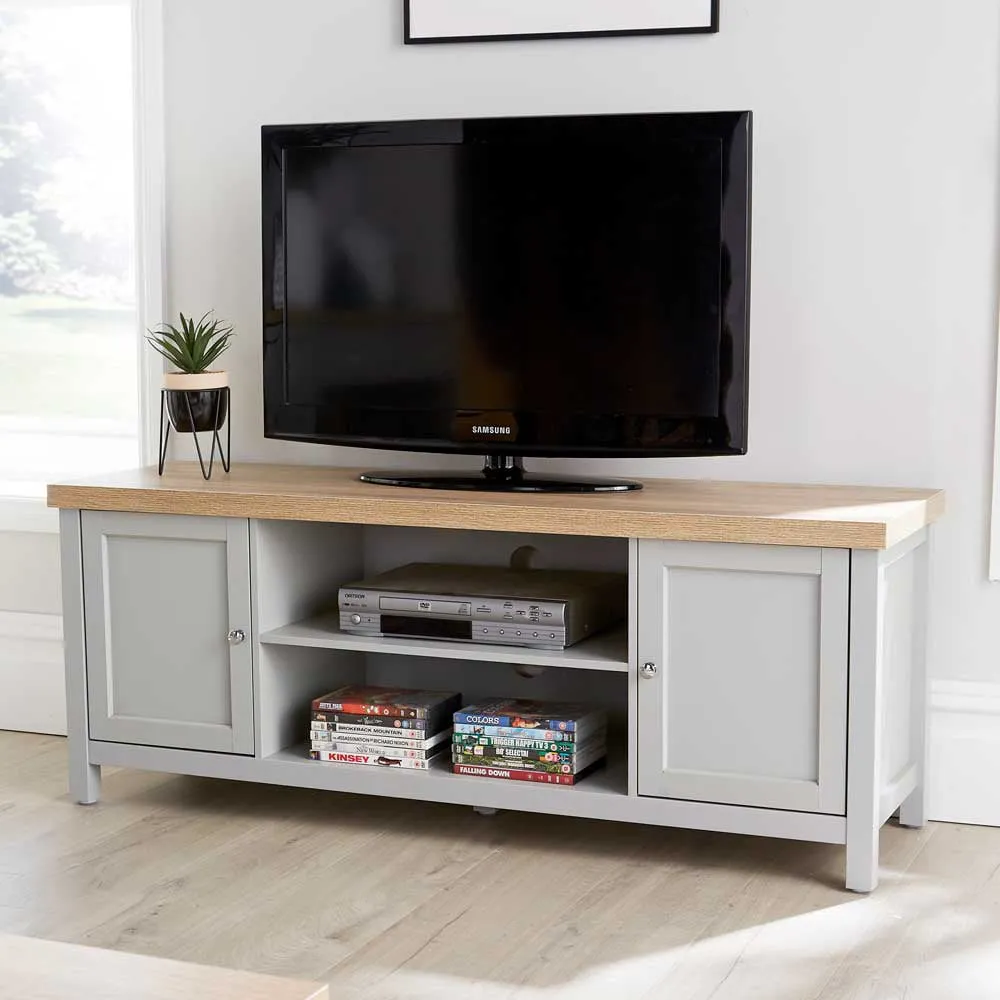 Avon 2 Door TV Stand with Cable Management - Grey, Oak image