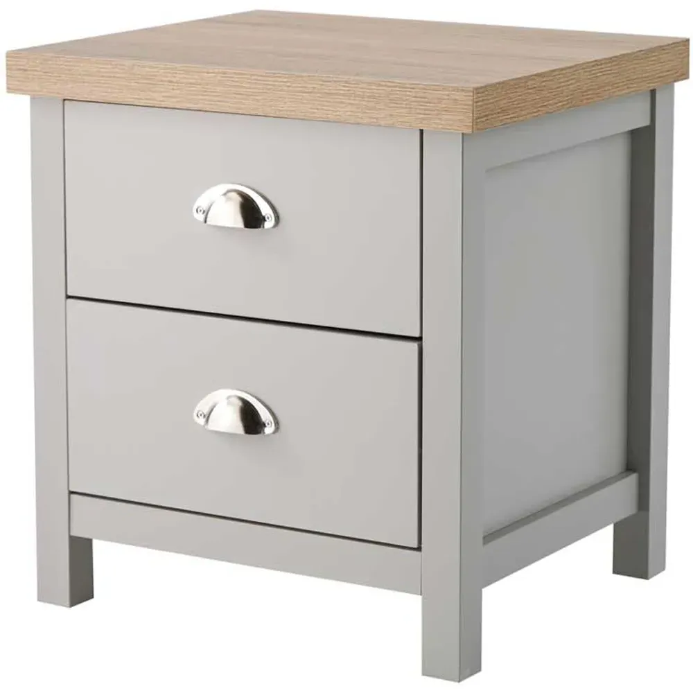 Avon 2 Drawer Bedside Table - Grey