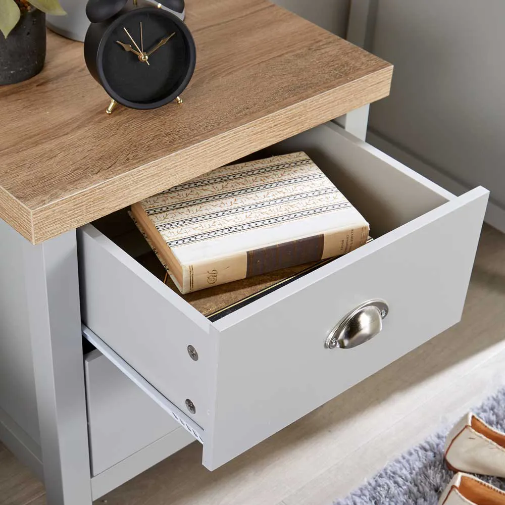 Avon 2 Drawer Bedside Table - Grey