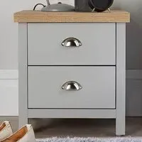 Avon 2 Drawer Bedside Table - Grey