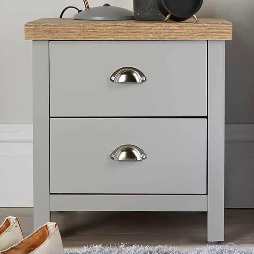 Avon 2 Drawer Bedside Table - Grey