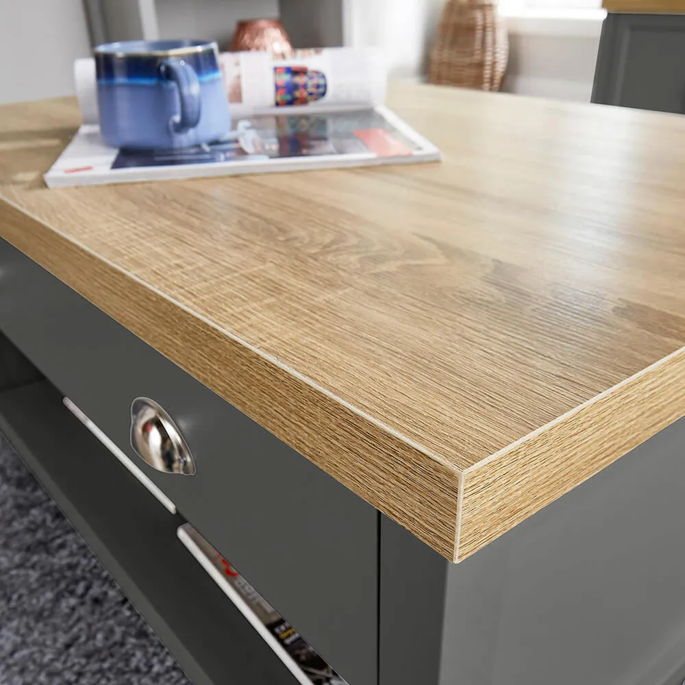 Avon 2 Drawer Coffee Table - Graphite, Oak