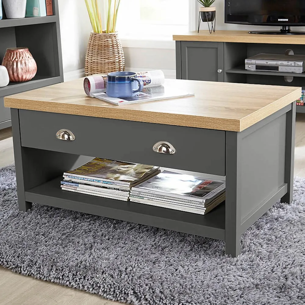 Avon 2 Drawer Coffee Table - Graphite, Oak