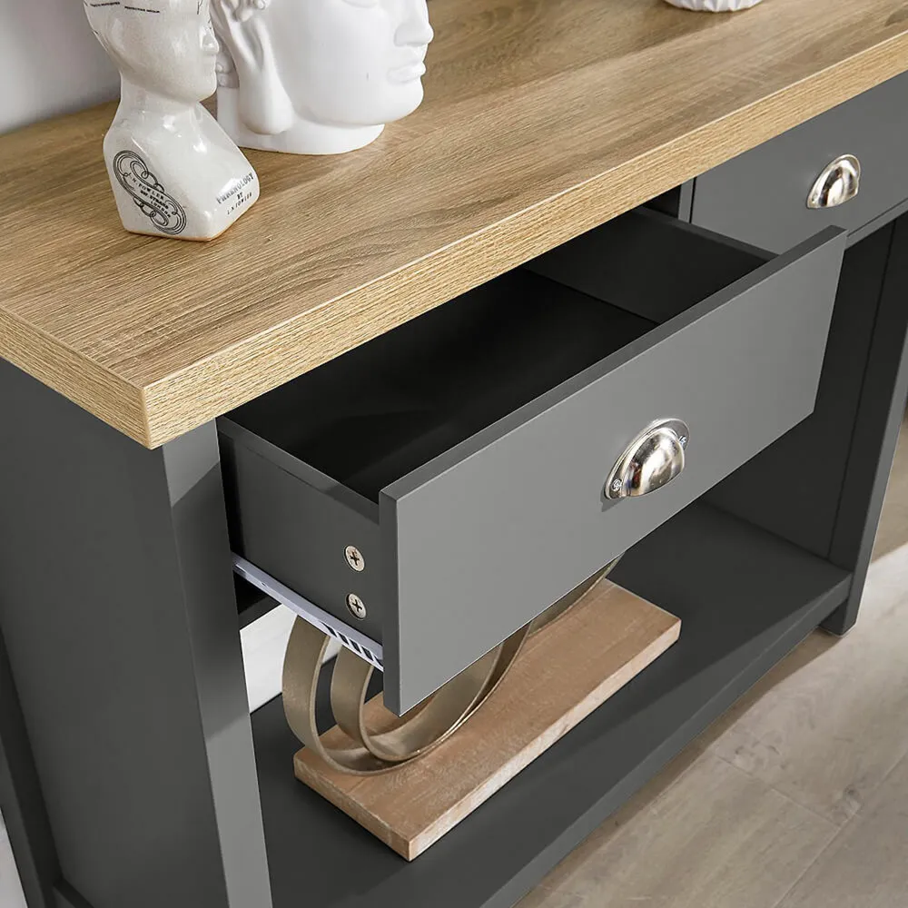 Avon 2 Drawer Console Table with Shelf - Graphite, Sonoma Oak