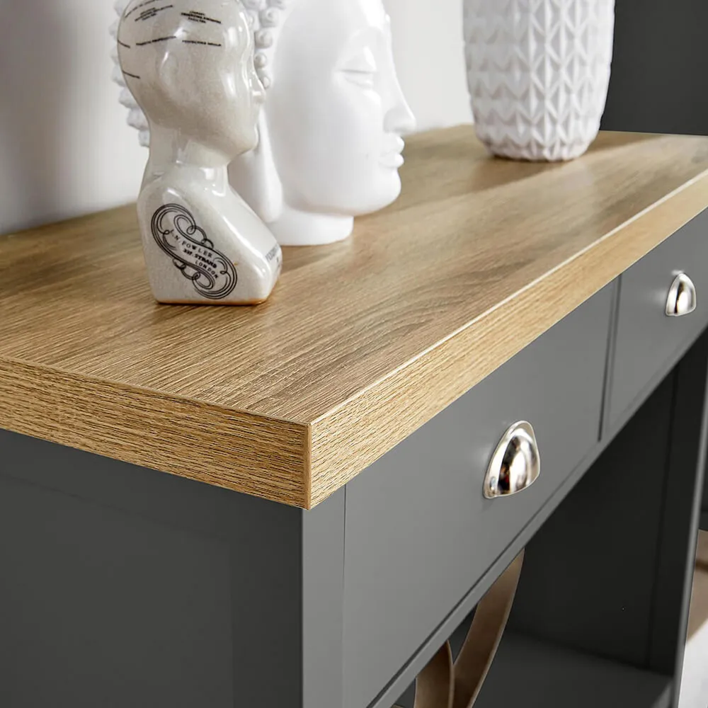 Avon 2 Drawer Console Table with Shelf - Graphite, Sonoma Oak