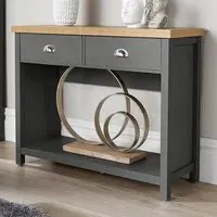 Avon 2 Drawer Console Table with Shelf - Graphite, Sonoma Oak