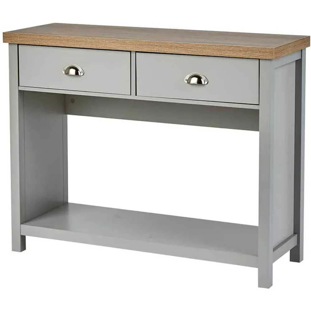 Avon 2 Drawer Console Table with Shelf - Grey, Sonoma Oak