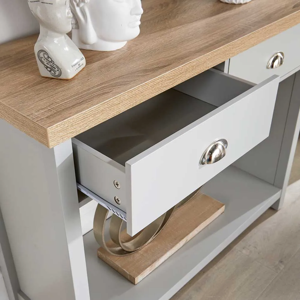 Avon 2 Drawer Console Table with Shelf - Grey, Sonoma Oak