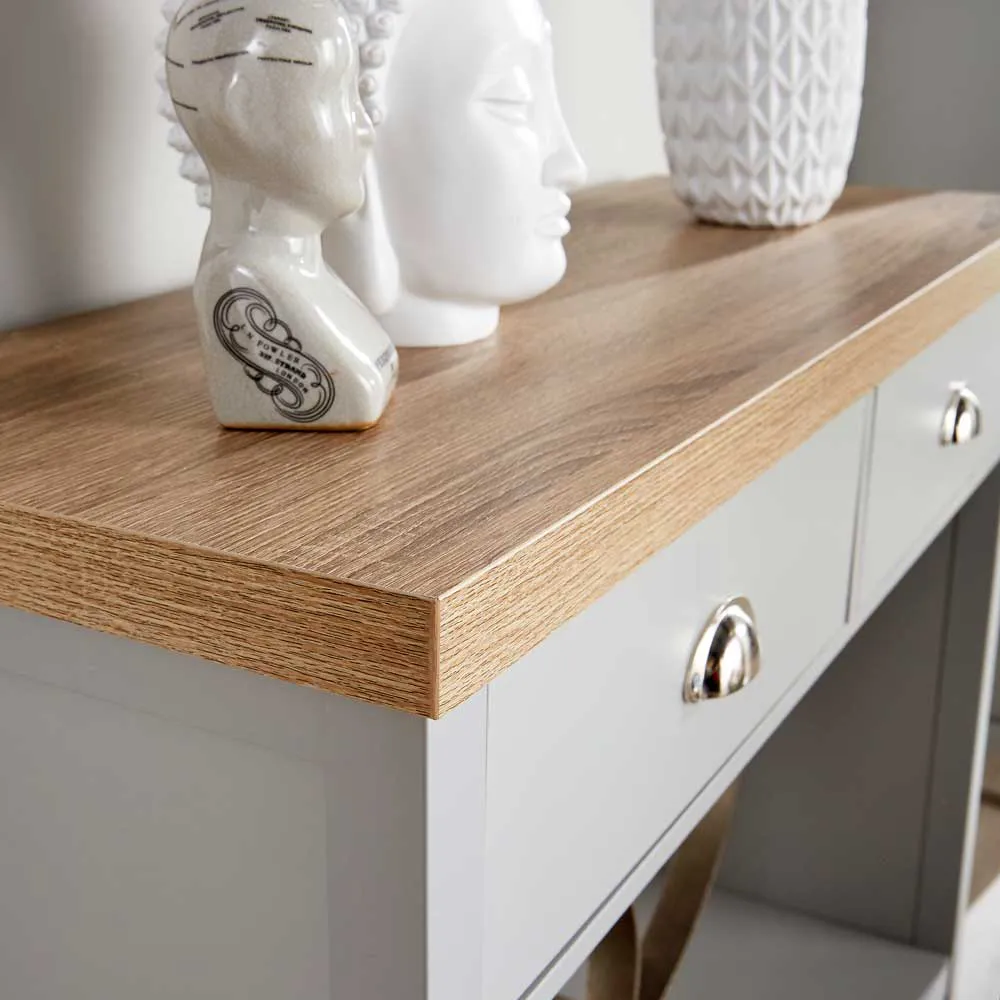 Avon 2 Drawer Console Table with Shelf - Grey, Sonoma Oak