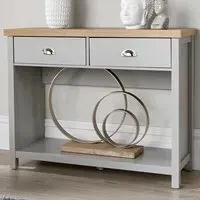 Avon 2 Drawer Console Table with Shelf - Grey, Sonoma Oak