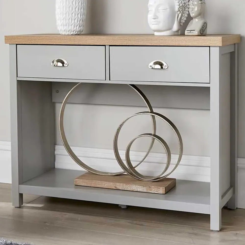 Avon 2 Drawer Console Table with Shelf - Grey, Sonoma Oak