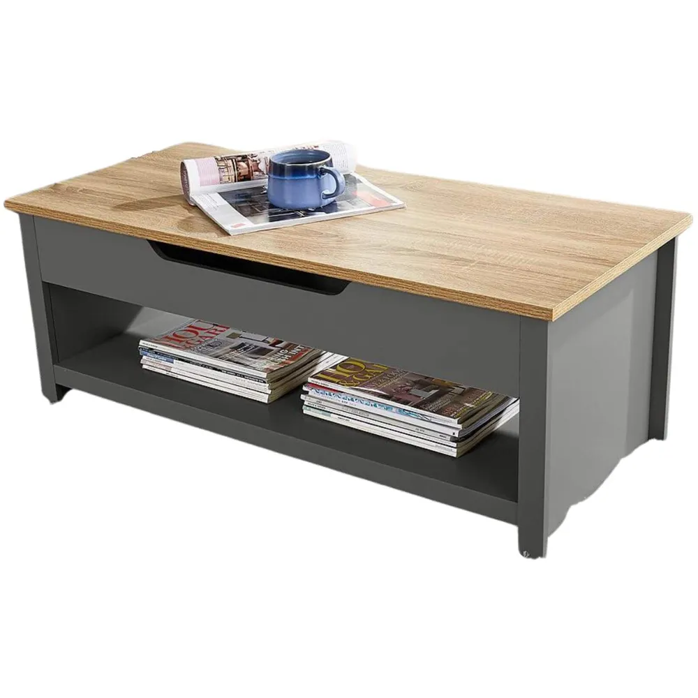 Avon 2 Shelf Lift Up Coffee Table - Graphite, Oak