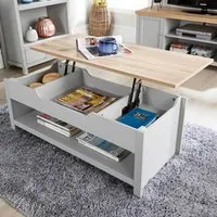 Avon 2 Shelf Lift Up Coffee Table - Grey, Oak
