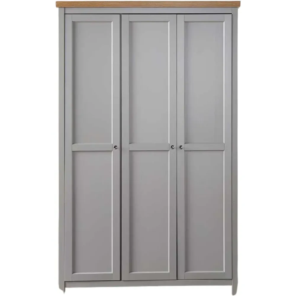 Avon 3 Door Wardrobe - Light Grey, Oak