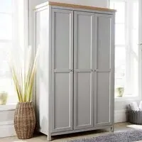 Avon 3 Door Wardrobe - Light Grey, Oak