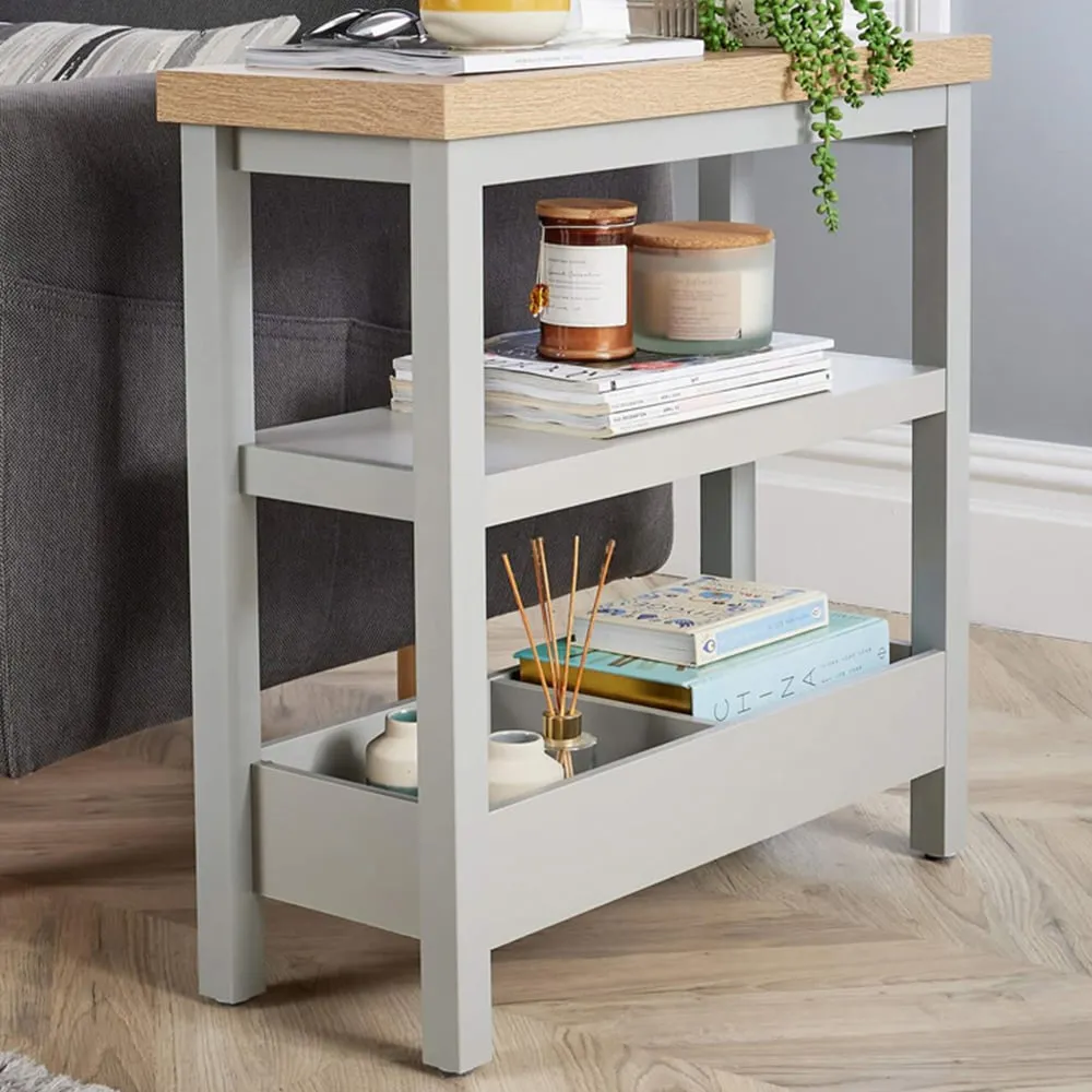 Avon 3 Shelf Slim Side Table - Grey