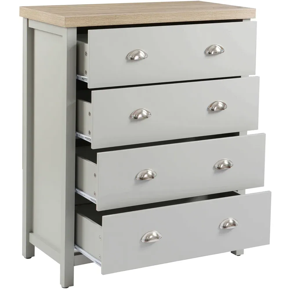Avon 4 Drawer Chest of Drawers - Grey, Sonoma Oak