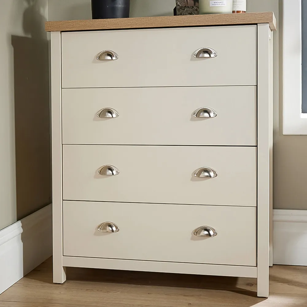 Avon 4 Drawer Chest of Drawers - White, Oak