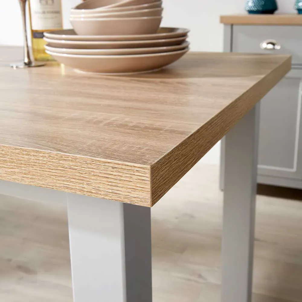 Avon 4 Seater Dining Table - Grey, Oak Effect