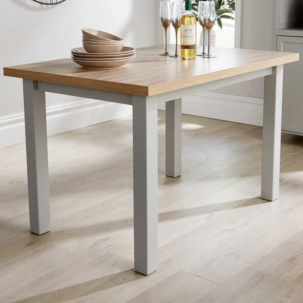 Avon 4 Seater Dining Table - Grey, Oak Effect image