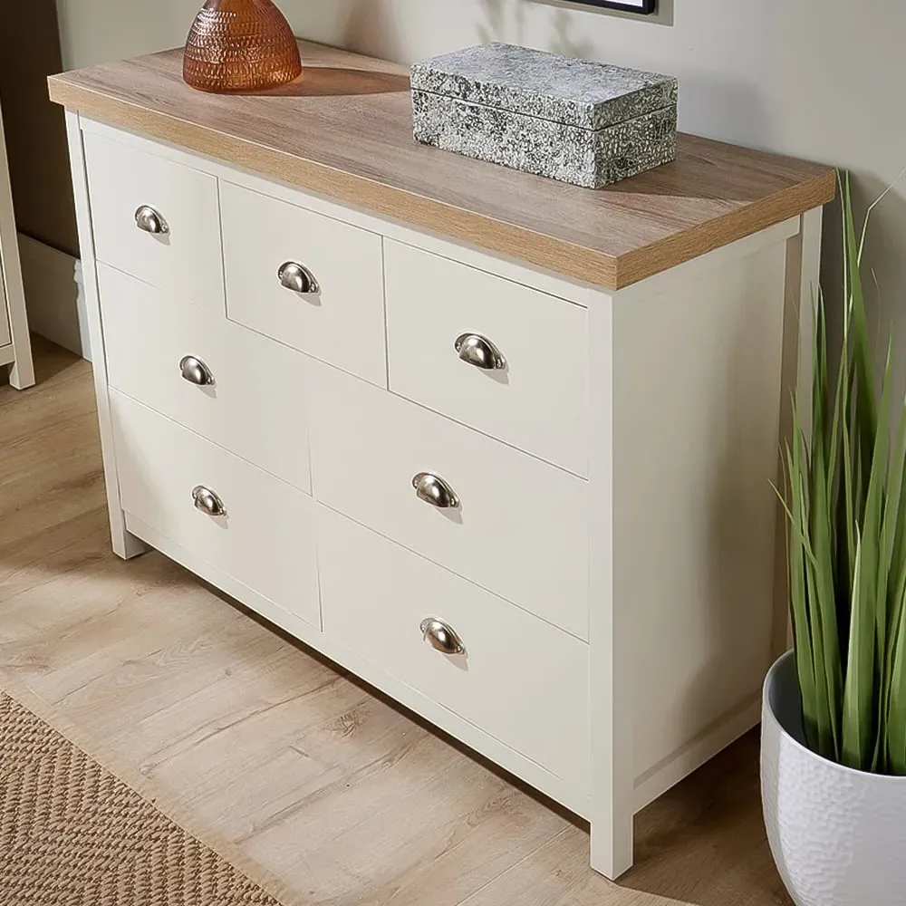Avon 7 Drawer Chest of Drawers - Off White, Oak