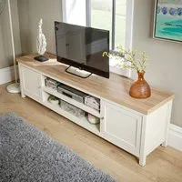 Avon Extra Large TV Stand with Cable Management - White, Oak