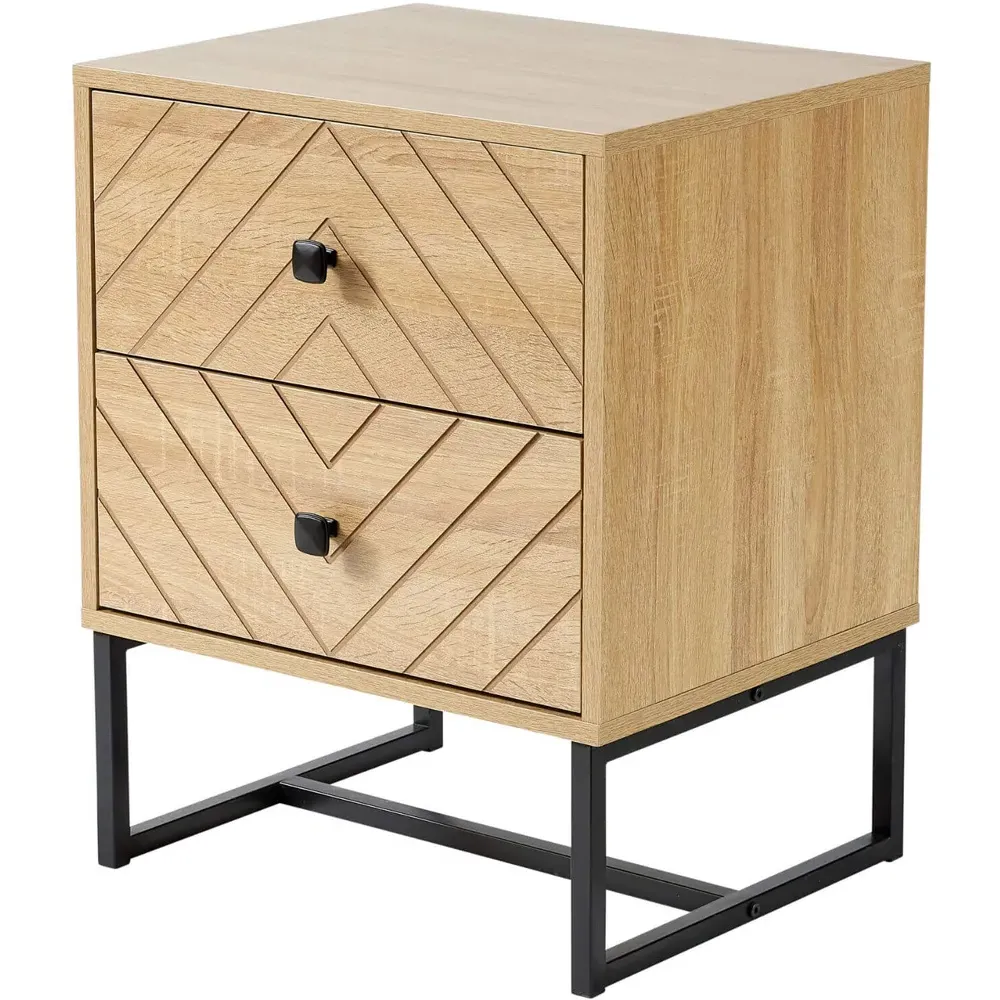 Aztec 2 Drawer Bedside Table - Brown