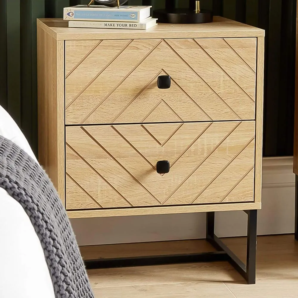 Aztec 2 Drawer Bedside Table - Brown image